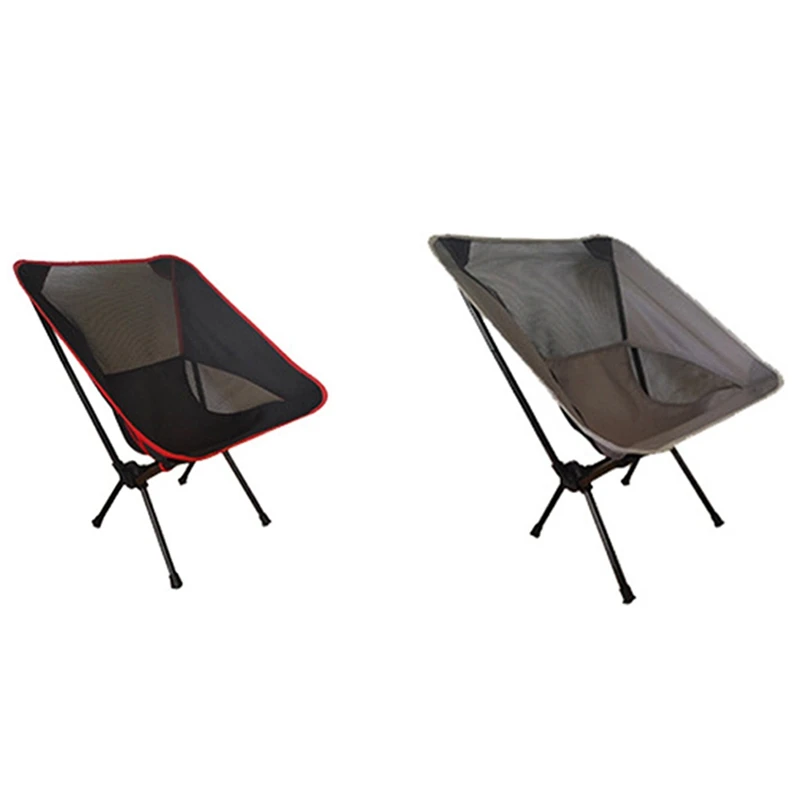

2 шт. складное кресло, пляжное кресло, рыболовное кресло, Походное кресло для кемпинга, отдыха на природе, Черное и серебряное, серое