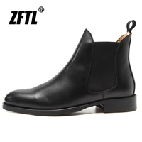 zftl men ankle boots chelsea man boots male business fashion man slip on boots large size genuine leather knight mens boots