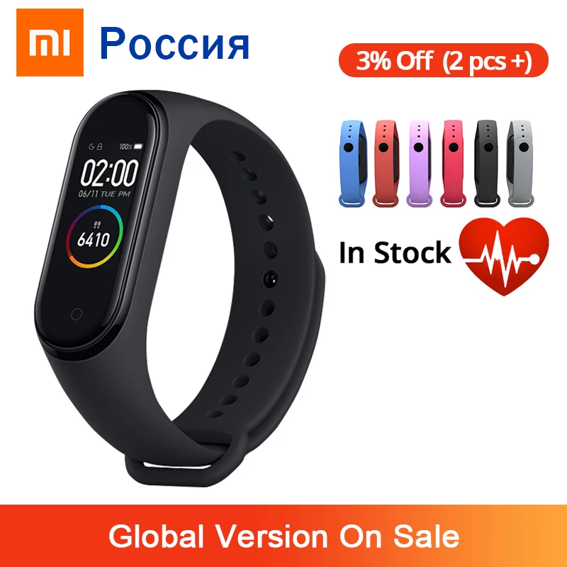 Xiaomi mi-браслет 4 смарт-браслет 3 AMOLED цветной экран mi Band 4 пульсометр фитнес Bluetooth Спорт 50 атм водонепроницаемый смарт-браслет