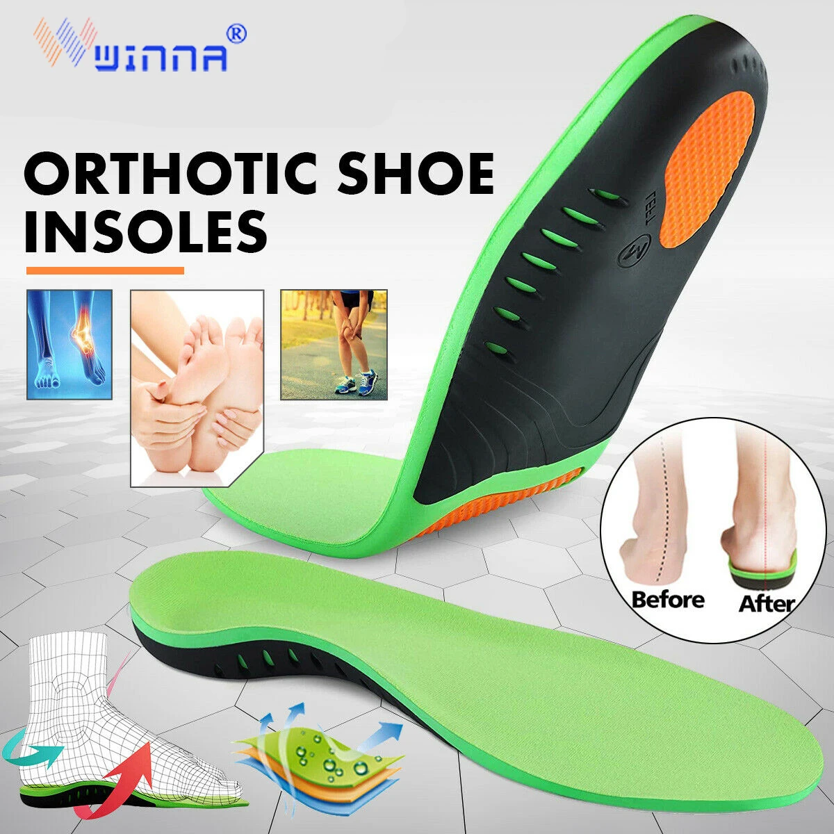 Ортопедические стельки для обуви с поддержкой свода стопы, стельки для поддержки подошвенного фасцита, мягкие стельки, спортивные стельки ...