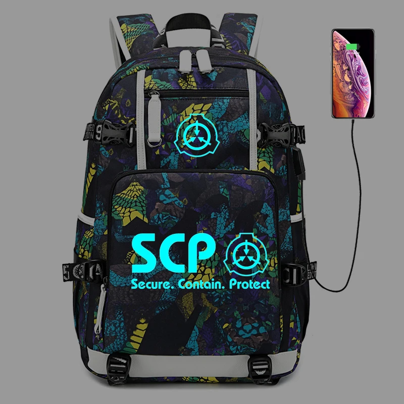 SCP специальные процедуры удержания Косплей рюкзак светящийся usb зарядка для