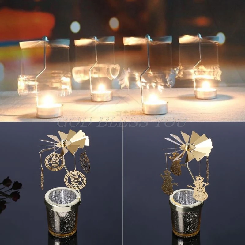Звездчатый Кап-вращающийся карусель поворотный Свечи Tealight металлическая стойка держатель