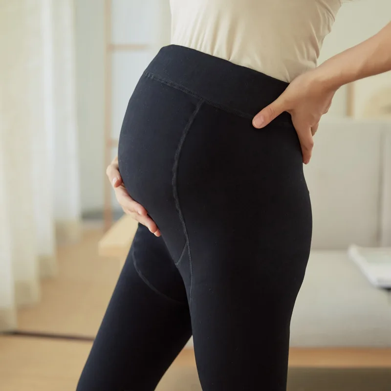 

Clothes For Pregnant Women Winter Pantyhose Full Protection Thick Warm Solid Bottom Maternity Pants