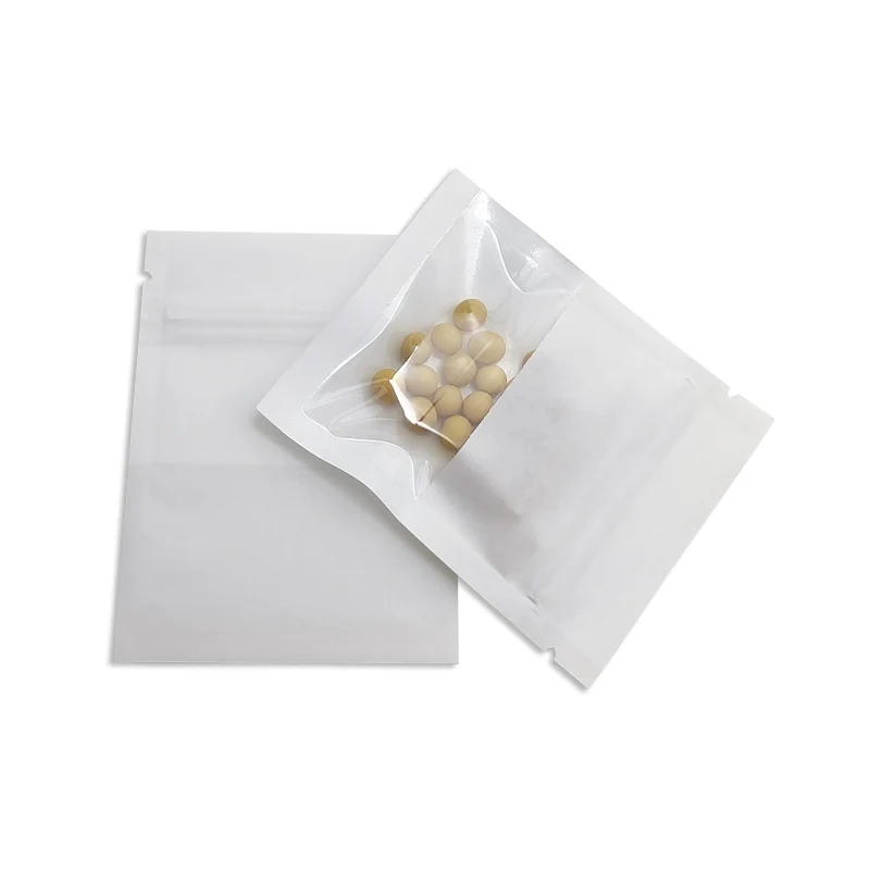 

200PCS/lot Self Seal Zip Lock Kraft Paper Packing Bag White Black Brown Reclosable Zipper Wrapping Pouch with Clear Window