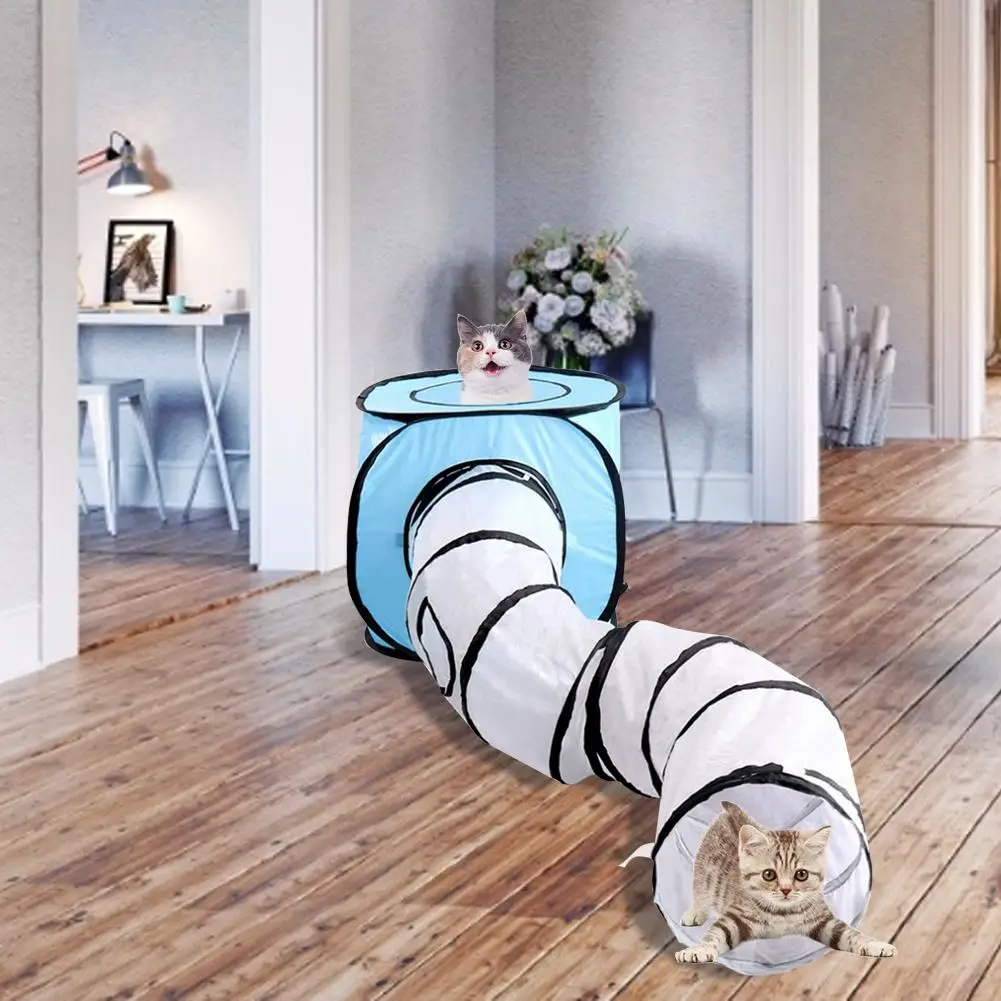 

120cm Tent And Tunnel 2 In 1 S-type Cat Tunnel Toy Foldable Cat Cube Indoor Outdoor Toys Ferrets Rabbit Play Dog Tunnel Tubes #D