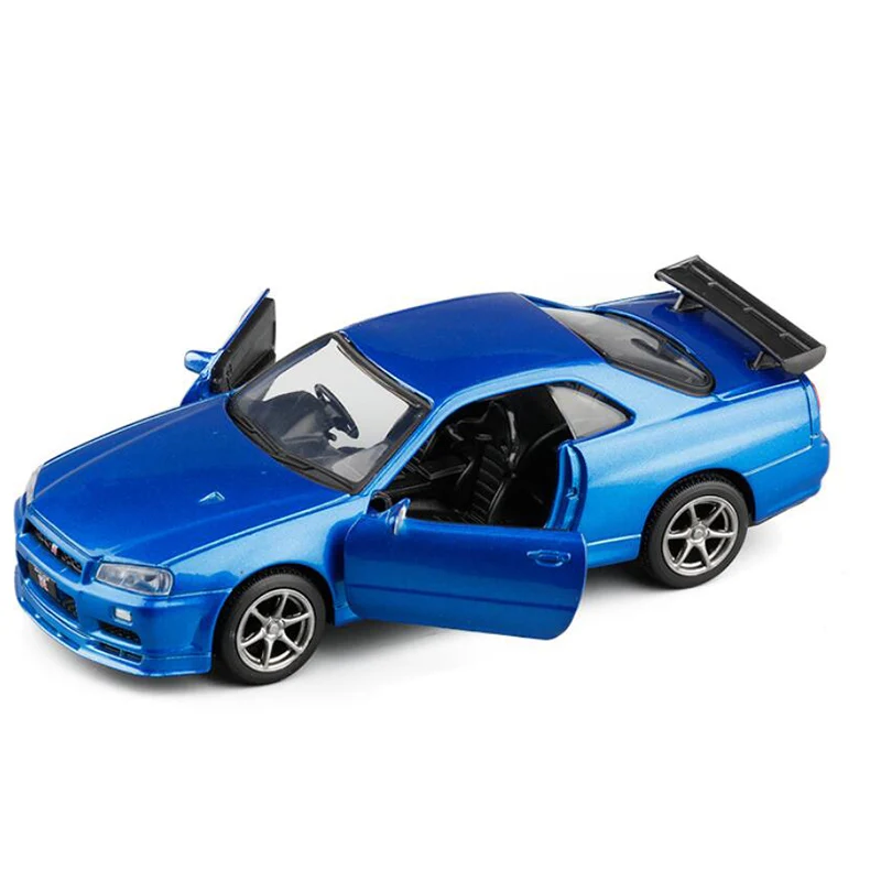 Модель автомобиля GTR R34 из сплава 1:36 Спортивная металлическая модель