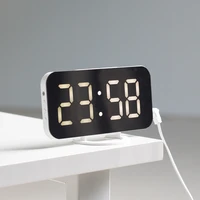 led digital alarm clock snooze display led time night table desk 2 usb charger ports for androidios phone alarm mirror clock