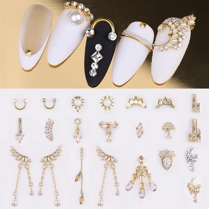 Искусственные металлические заклепки для ногтей 2 шт. Смешанная форма стразы