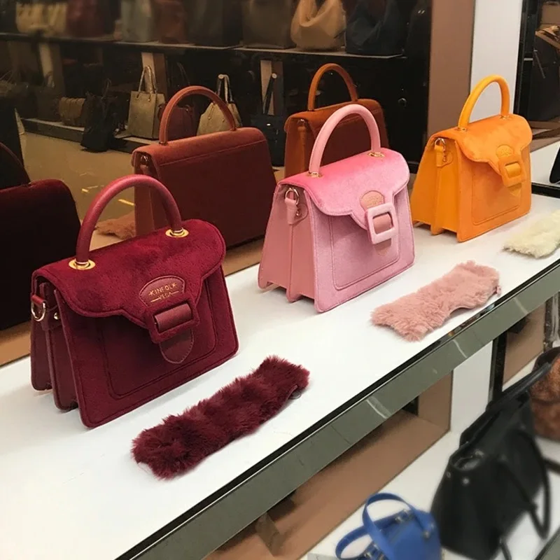 2019 зимние сумочка из рубчатого вельвета для Для женщин ретро заподлицо с верхней