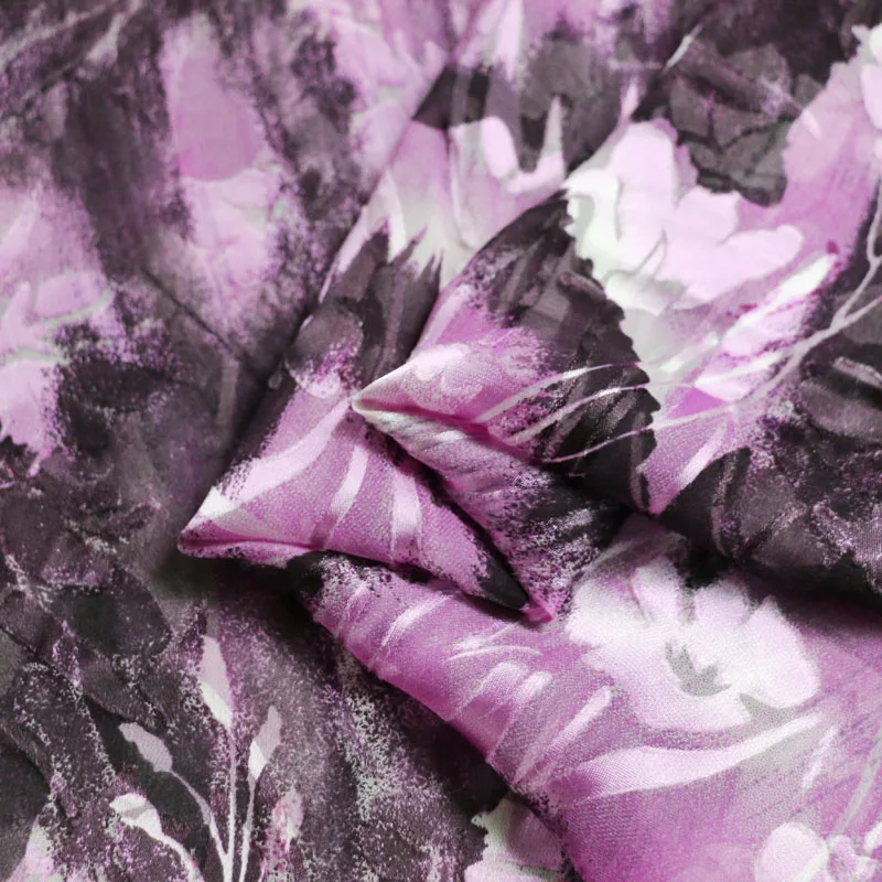 100 см * 110 3d жаккард Шелк Марля сиреневый черный платье юбка материал натуральный |