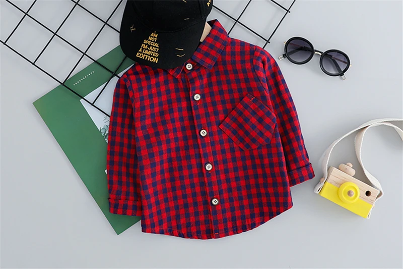 HYLKIDHUOSE 2019 Toddler Infant Clothes Suits Baby Girls Boys Clothing Sets Lapel Plaid Shirt Strap Jeans Kids Children | Детская одежда