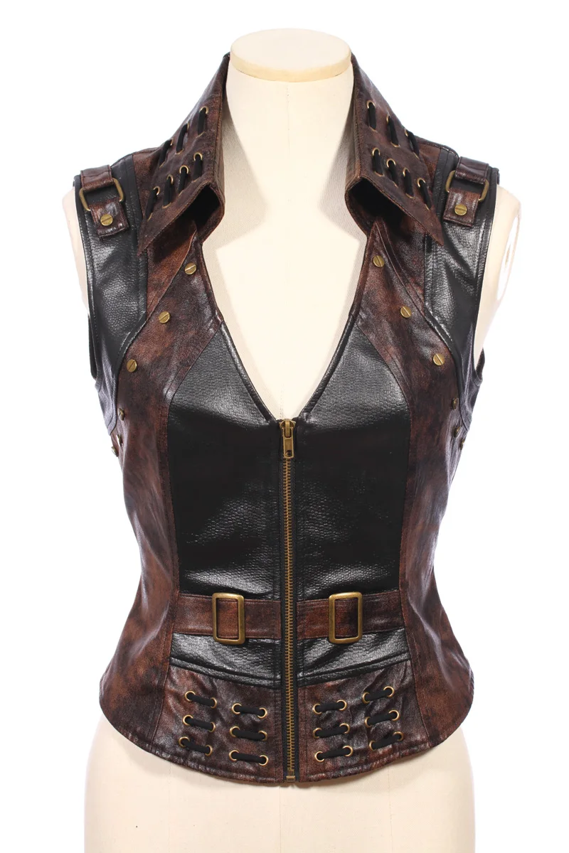 Весенний костюм из искусственной кожи жилет без рукавов куртка пальто с отложным