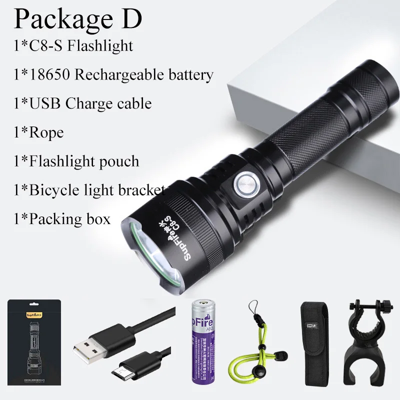 Supfire C8 S SST40 самый мощный светодиодный светильник фонарь USB Магнитный Linterna 18650