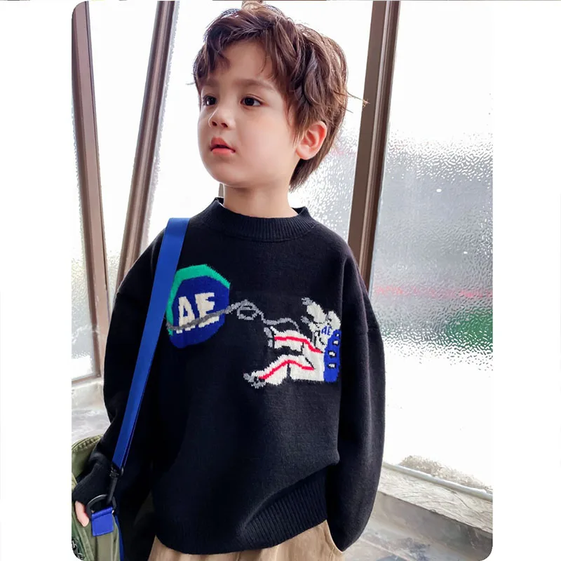 

Autumn Winter Kids Boys Sweaters 2021 New Astronaut Toddler Sweater Fashion 0-Neck Long Sleeve Children Outerwear Kids Clothing