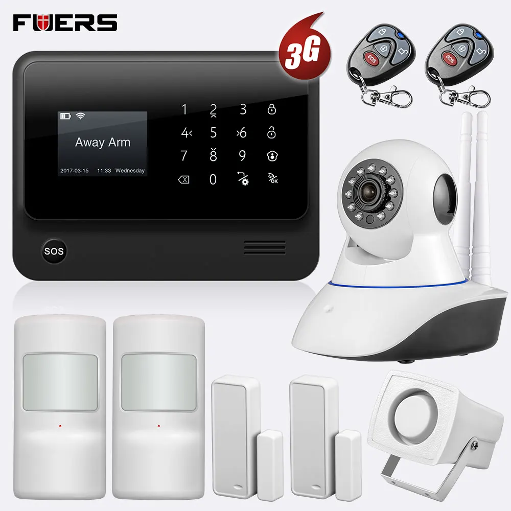 kit2 FUERS 3g G90B 2,4G wifi GSM GPRS SMS беспроводная домашняя система охранной сигнализации с экраном дисплей приложение контроль охранная сигнализация - Цвет: kit2