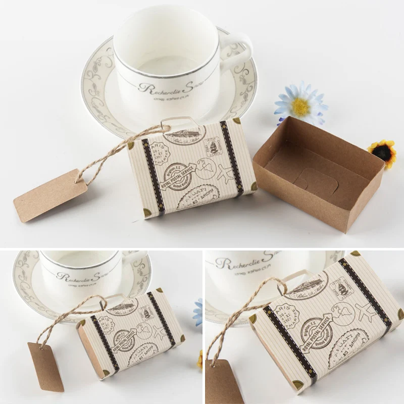 Винтажный Бумажный Подарочный мини чемодан конфетный чехол для путешествий