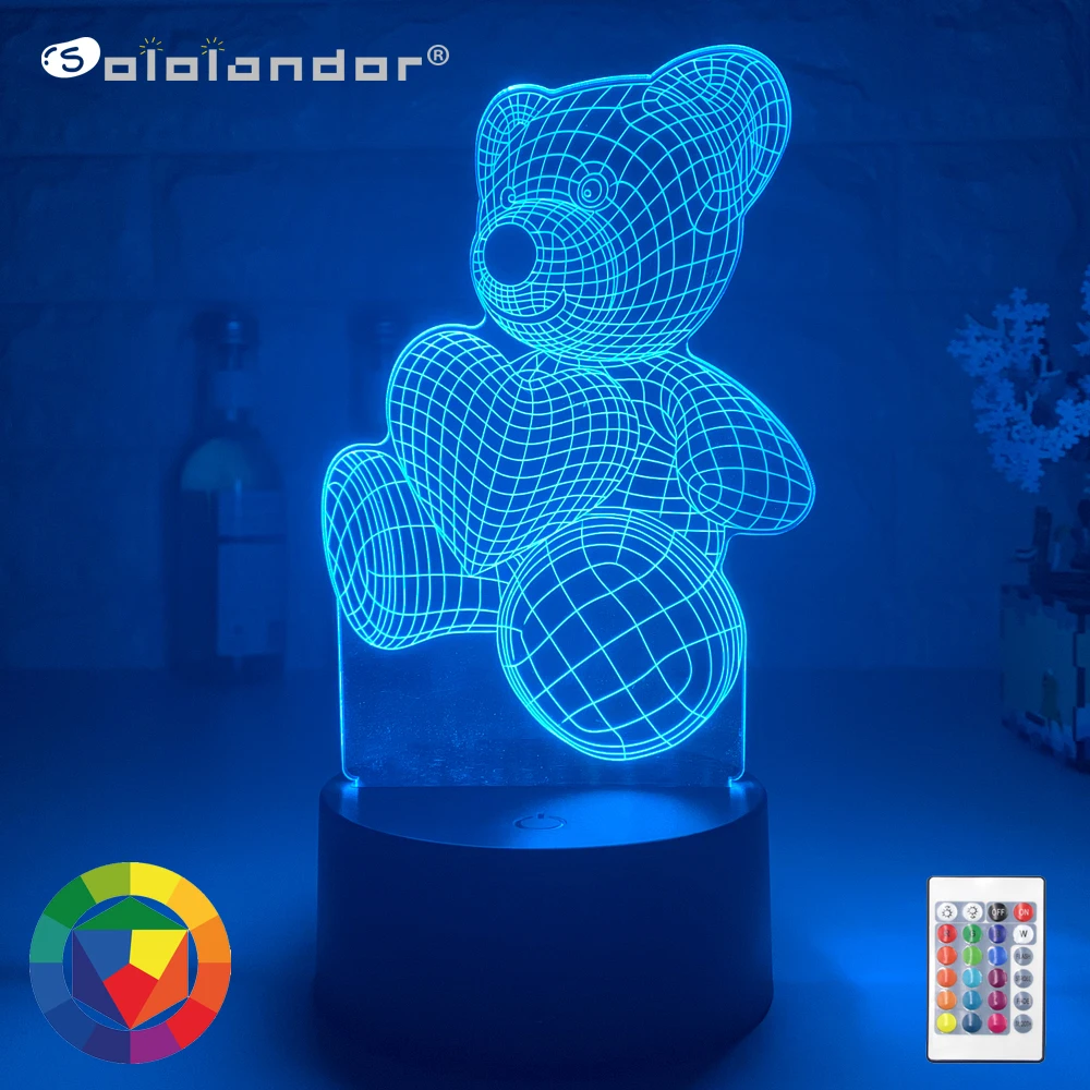 

Newest 3D Lamp Led Verlichting Kleurverandering Sensor Led Beer Nachtlampje Hart Ballon Thuis Kamer Decoratie Beste kind Gift