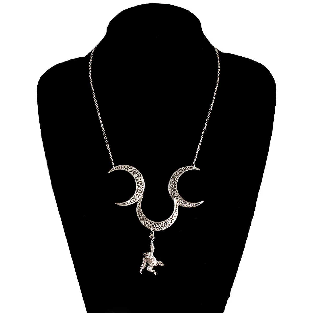 Обезьяна ищет Луну Ожерелье Женщины преувеличивают Ретро луна ожерелье ключицы