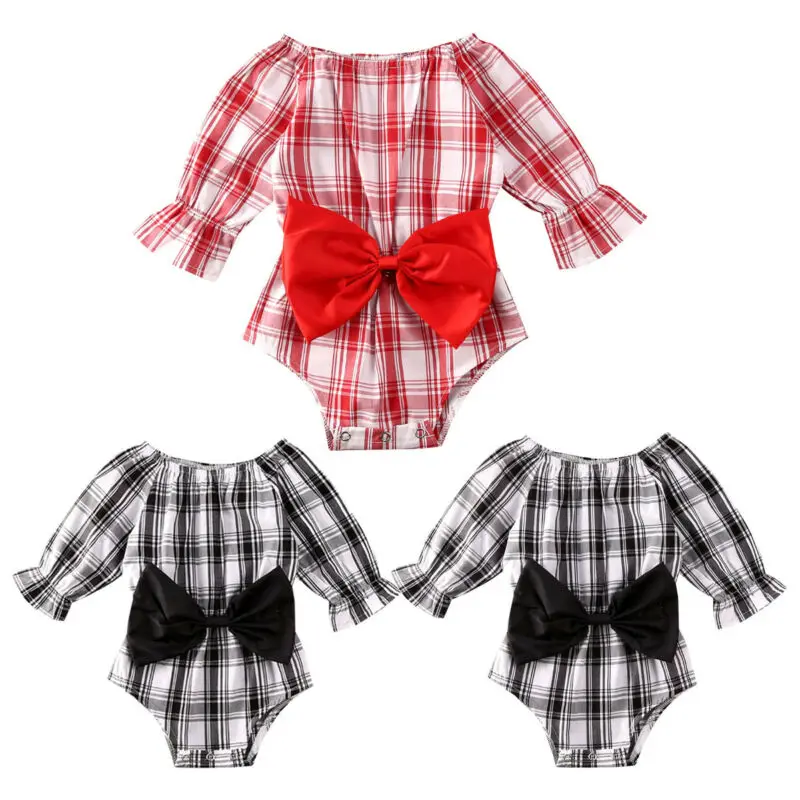 Рождественская Одежда для новорожденных и маленьких девочек комбинезон боди