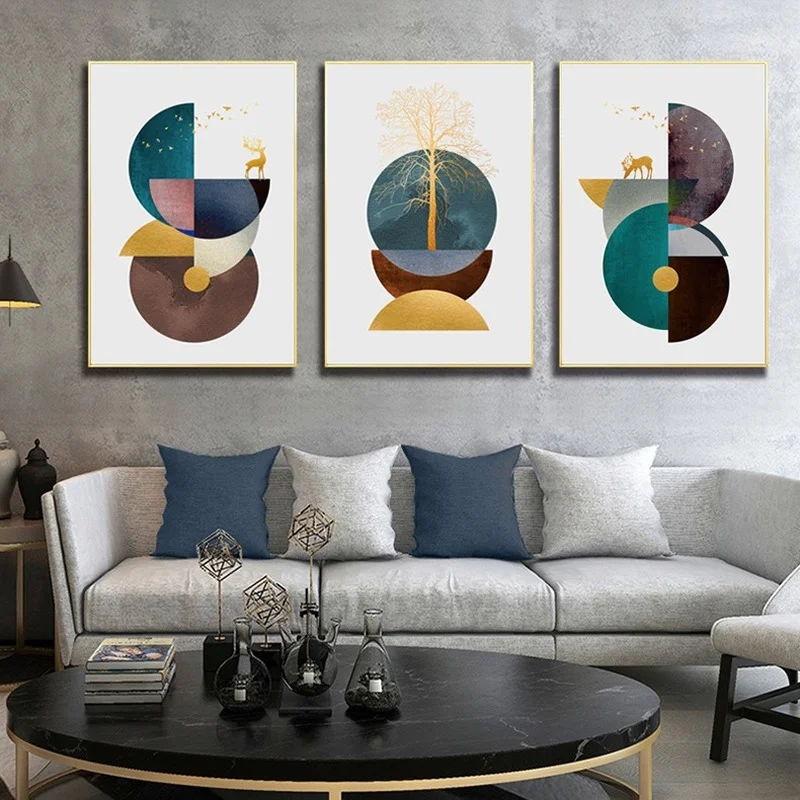 

Elk Frameless Abstract Painting Sofa Background Wall Painting Living Room Decoration Painting Core Modern Restaurant Simple