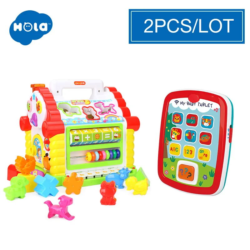 WITHOUT BOX HOLA 739, Многофункциональные Музыкальные игрушки, детский Забавный домик, музыкальные электронные геометрические блоки, сортировка, Обучающие Развивающие игрушки, подарки - Цвет: WITHOUT BOX
