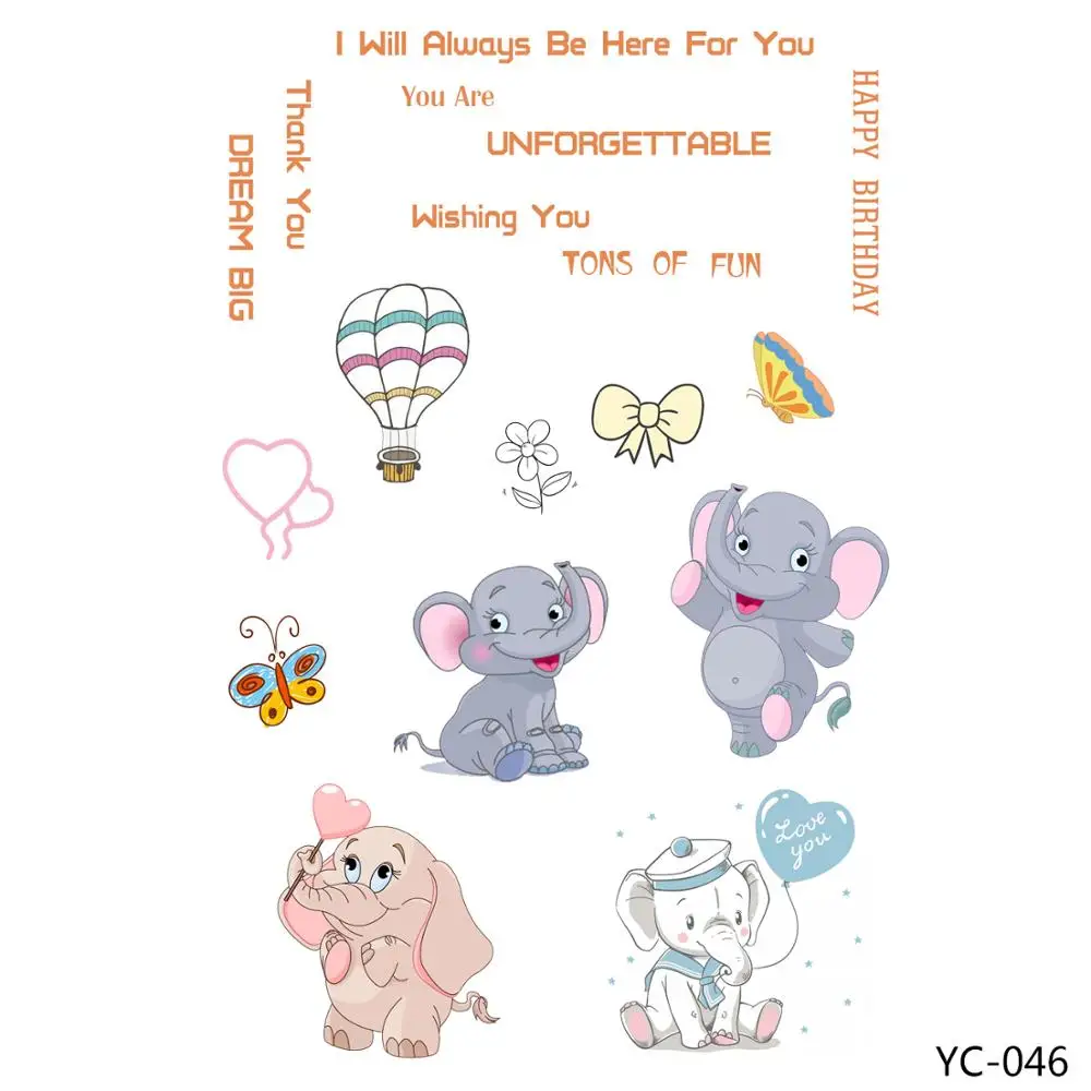 

AZSG Cartoon Style Cute Elephant Clear Stamps/seals For DIY Scrapbooking/Card Making/Album Decorative Silicon Stamp Crafts