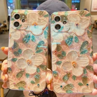 for iphone 13 12 pro case flowers phone case for iphone 12mini 11pro max 8 7 plus x xs max xr soft tpu with rhinestone cover