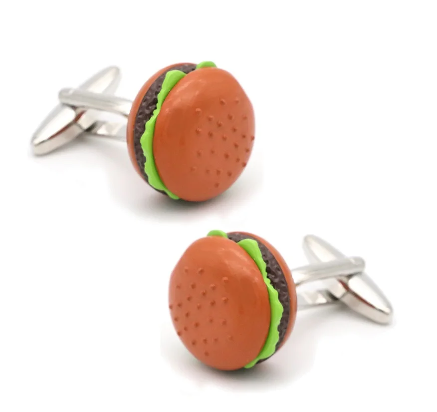 Мужские запонки в виде гамбургеров качества латунь Материал желтый Цвет новых