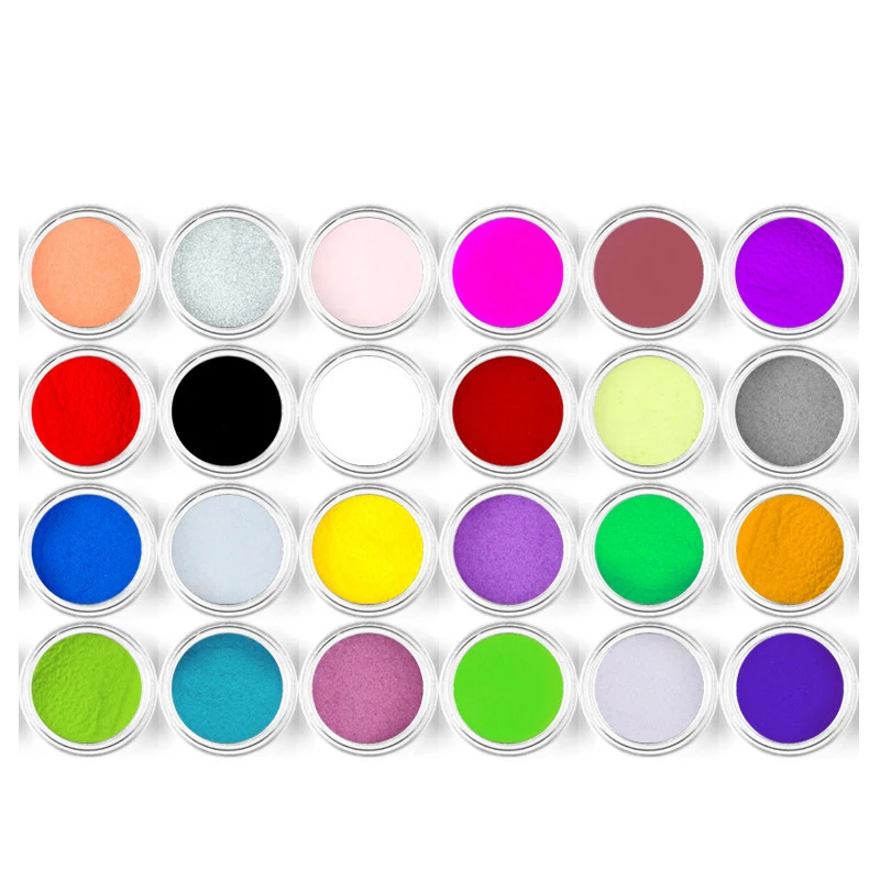 

24 Colors Acrylic Nail Glitter Powder Clear Pink White Carving Crystal Polymer Gel Tips For Nails Art Decorations