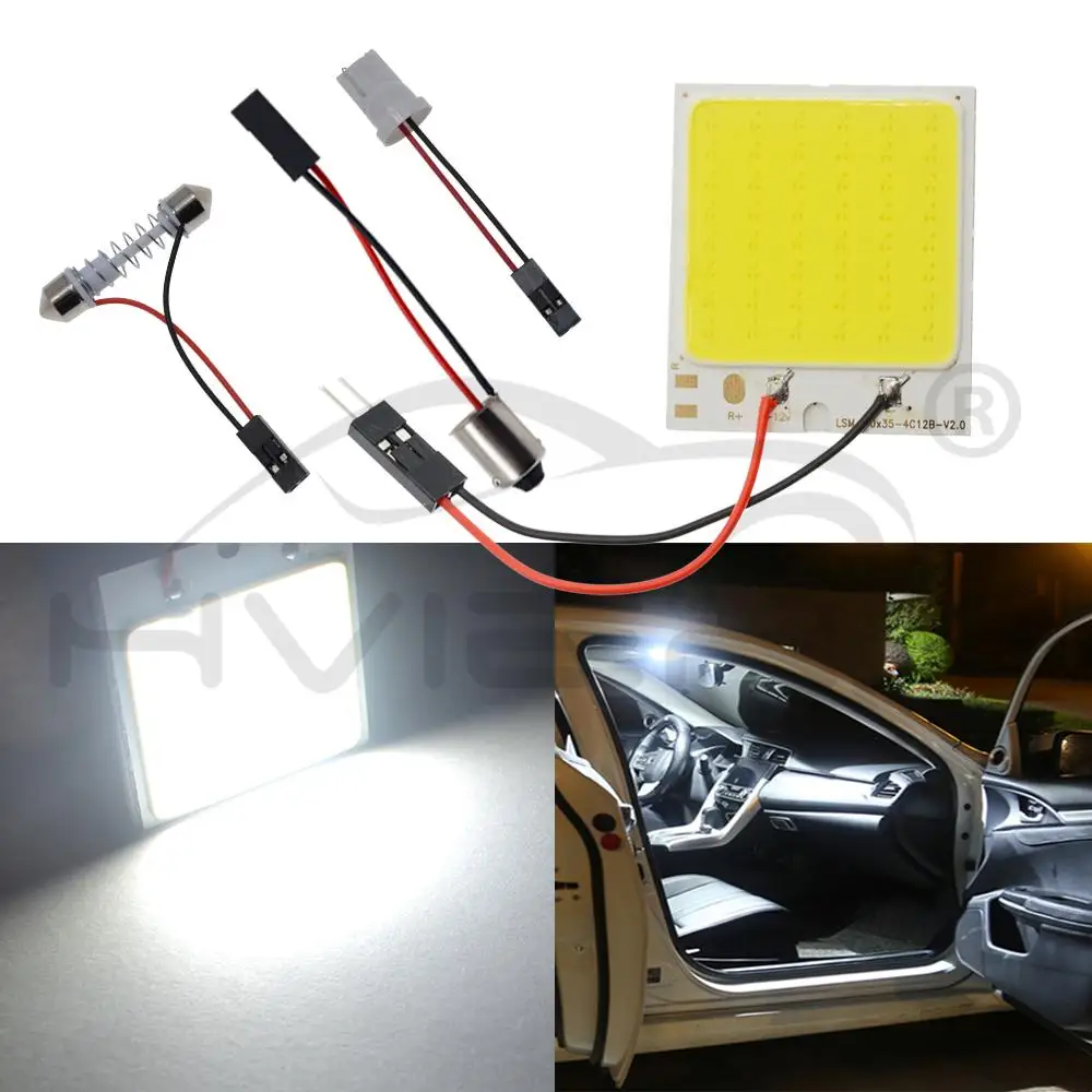 2X Белый T10 W5W C5W 24 36 48Smd Cob Светодиодная панель Авто для чтения карта лампа панель светильник купол фестон BA9S 3 адаптер DC 12v авто Led