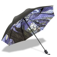 van gogh art painting umbrella women men sun paraguas anti uv vinyl fold rain umbrellas outdoor parasol for kids gifts