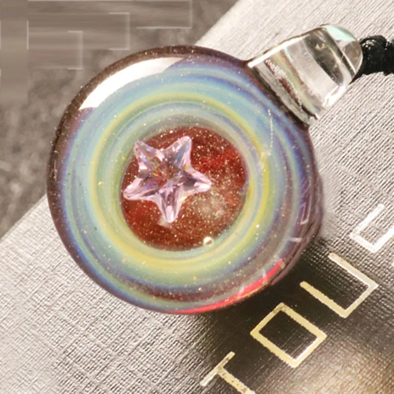 Ожерелье из стекла Tousmi Вселенная Космическая Галактика с подвеской для женщин, регулируемая веревка 64 см, подарок на Рождество Tousmi-3.