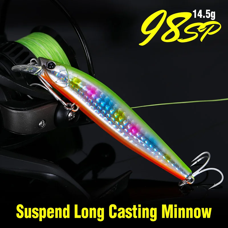 

TSURINOYA DW86 Suspend Minnow 98mm 14.5g Tungsten Weight System Fishing Lure Artificial Hard Bait Saltwater Freshwater Wobbler