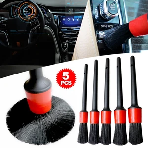 5Pcs Car Detailing Brush Set Detail for Cleaning Wheels Engine Emblems Air Vents 3