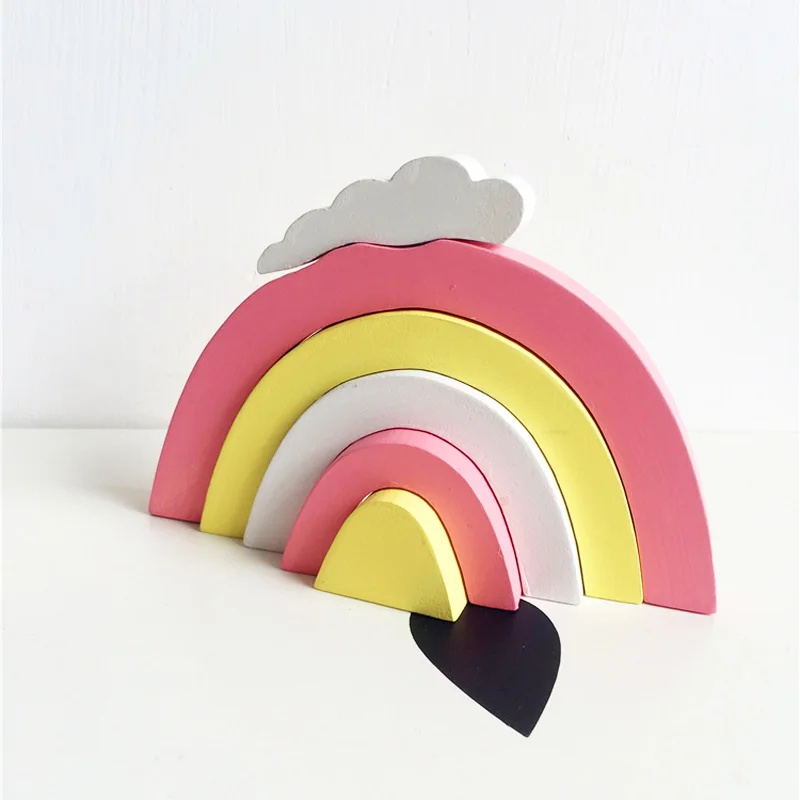 1 комплект ручной работы деревянные радужные детские игрушки блоки украшения