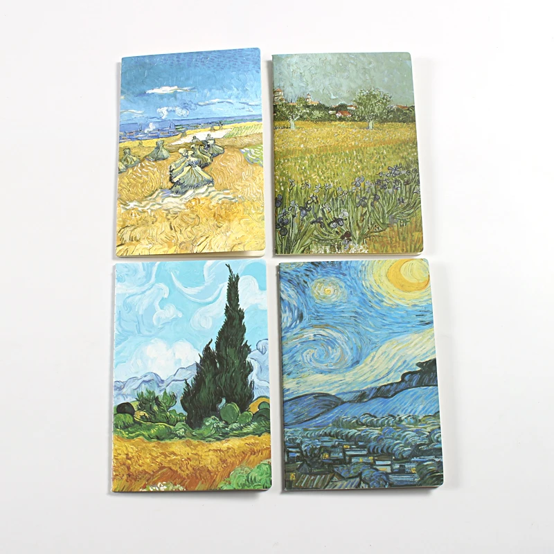 

4pcs/lot Van Gogh Vintage Notebook A5 Diary Note Book Notepad Travelers Notatnik School Stationery Small Notebooks