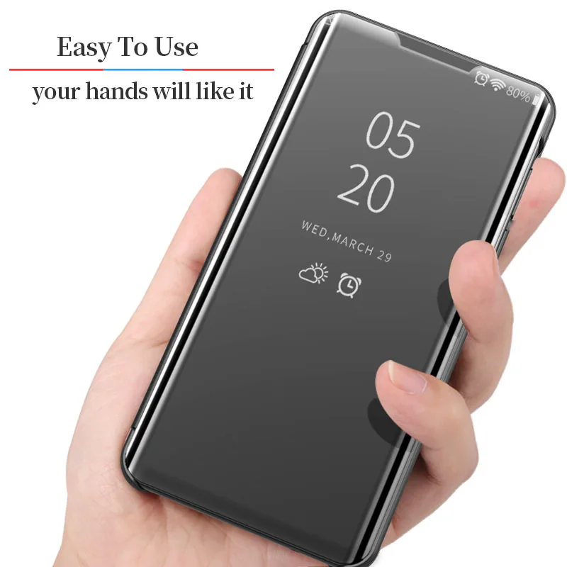 Умный чехол-книжка для Huawei P40/P20/P30 Lite/Pro Mate 20/30 Y9 Honor 20 Pro 9C 9A зеркальный | Мобильные