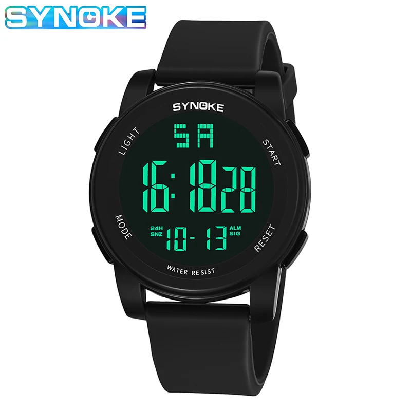 

Модные электронные часы SYNOKE с большим экраном для мужчин, спортивные часы для бега, секунды, подсчет дня и даты, цифровые часы для мужчин