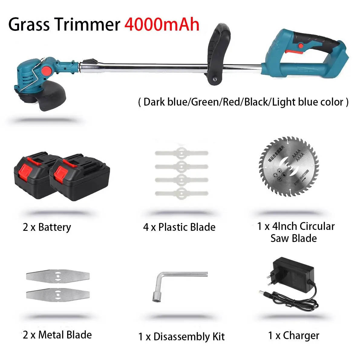 

21V 900W Electric Grass Trimmer Cordless Lawn Mower Handheld Garden Power Tools Fit For Makita 18v Battery With 2 Batteries