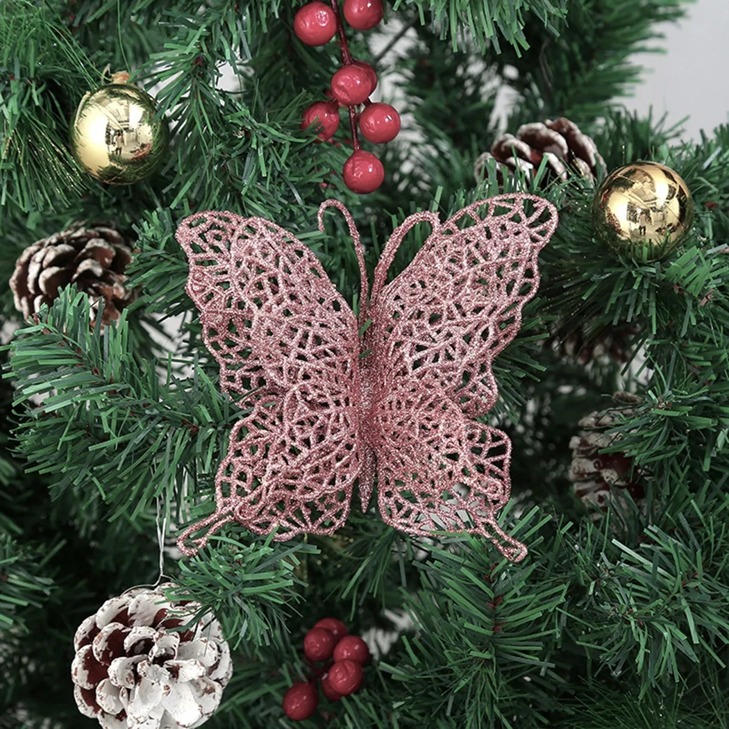 

6Pcs Christmas Butterfly Ornaments Christmas Tree Hanging Garden Party Wedding Xmas Home Decorations
