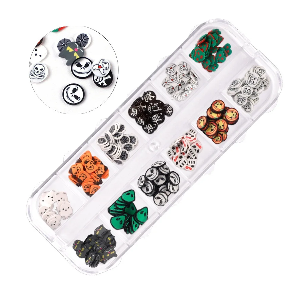 

Украшение для ногтей на день Хэллоуина, 12 стилей, призрак, Джек-о-фонарь, каркас, аксессуары для ногтей