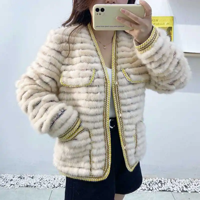 

Natural fur Mink Winter Woman Coats 2021 Fashion Genuine Fur Coats Women Real Mink fur Coat H914