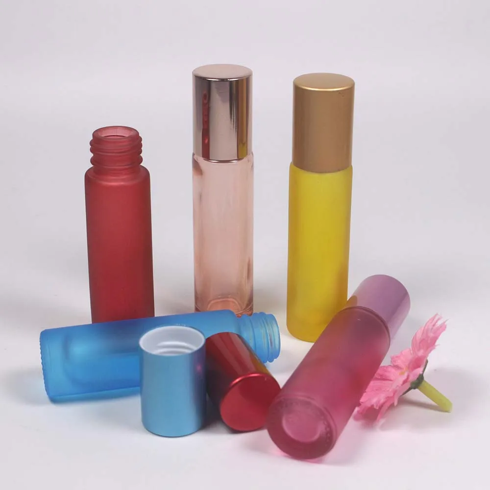 Портативные матовые цветные стеклянные роликовые флаконы для эфирных масел
