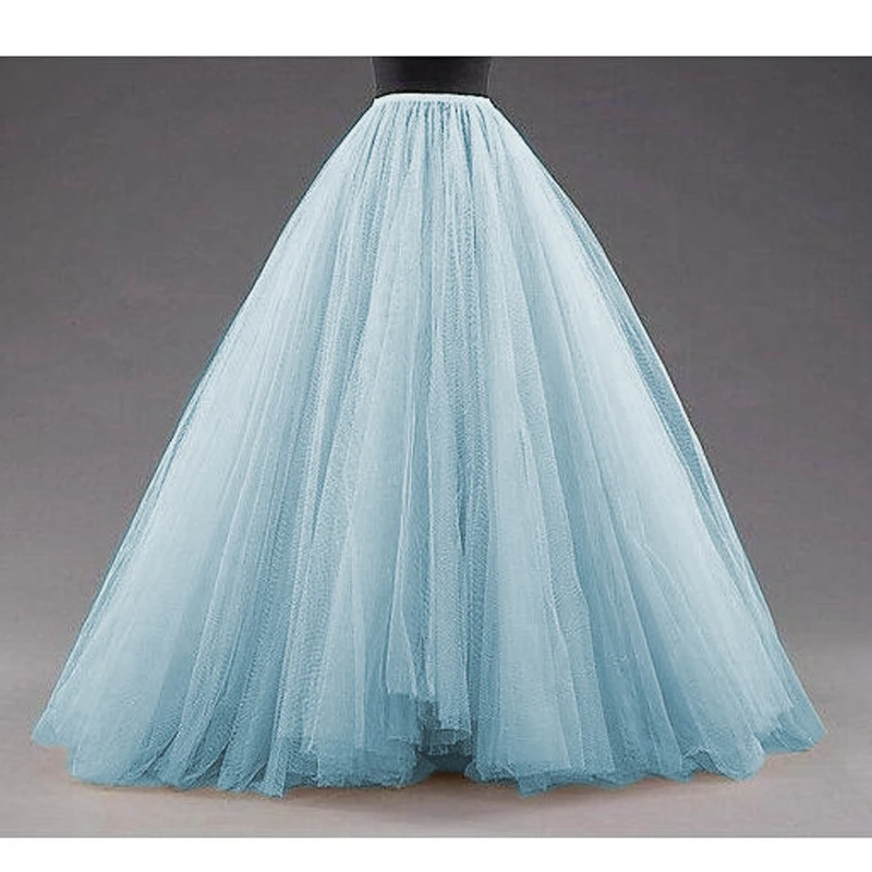 Небесно-голубая Тюлевая бальная юбка в пол индивидуальная Свадебная модная