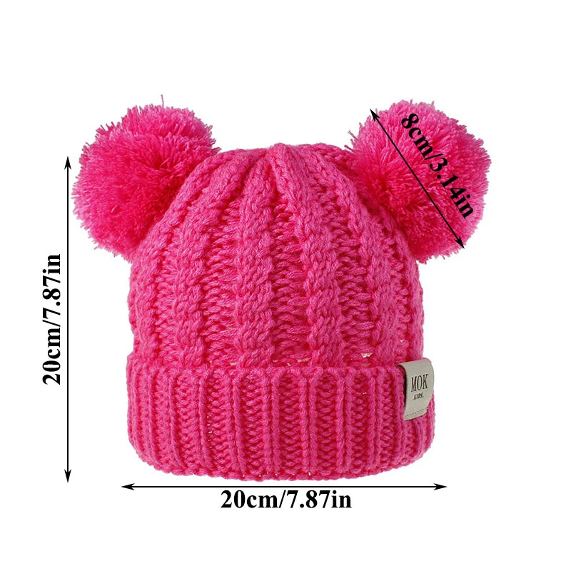 Зимняя милая детская круглая вязаная шапка однотонный головной платок