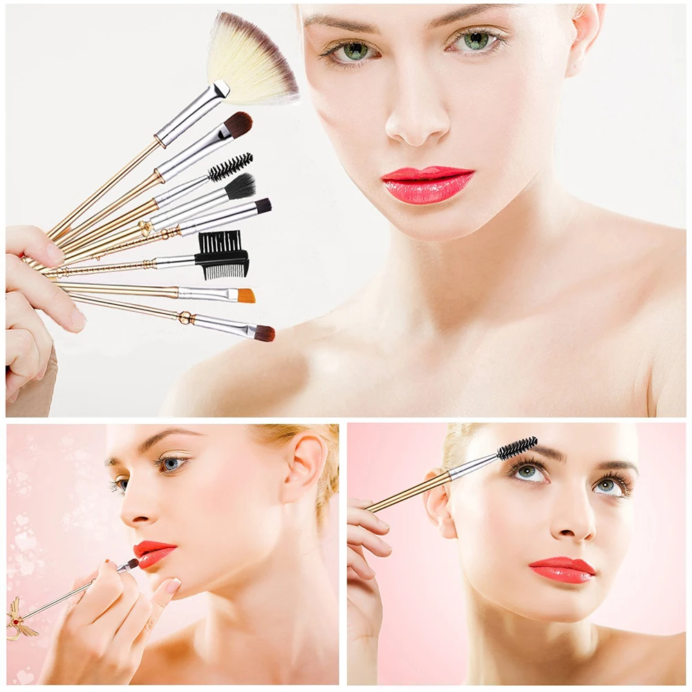 

Hot Sailor Moon Cosmetic 8PCS Makeup Brush Kit Soft Bristle Brushes Powder Foundation Blush Blending Magical Tool With Pink