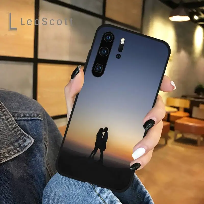

Couple sweet beautiful back view sunset Phone Case For Huawei honor Mate P 9 10 20 30 40 Pro 10i 7 8 a x Lite nova 5t