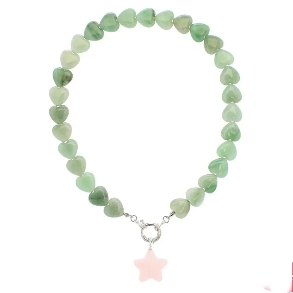 Девушки подарок себе натуральный розовый кулон с зелеными кристаллами