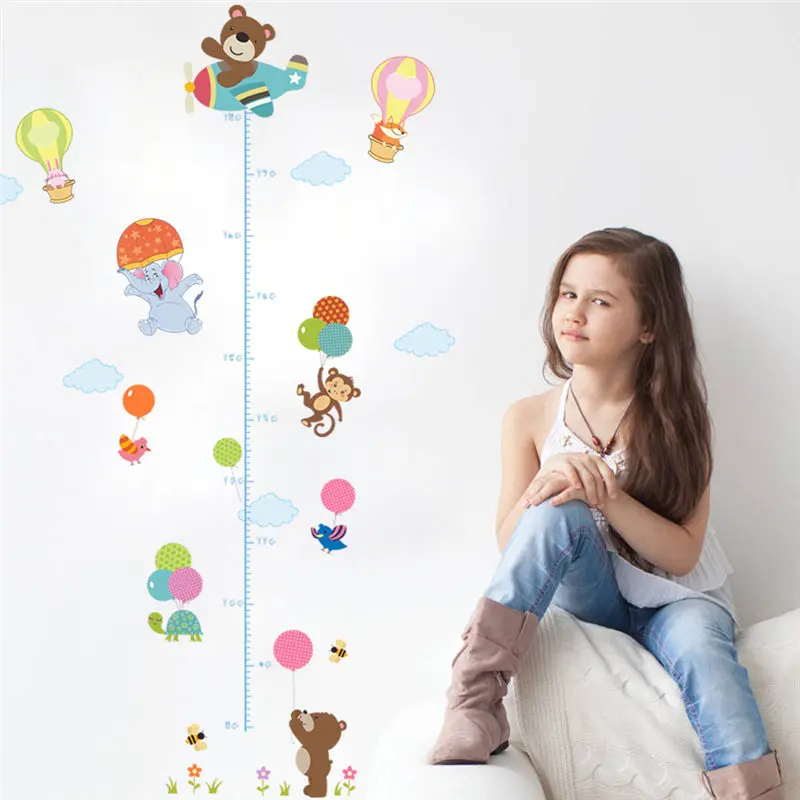 

Cartoon Animals Growth Chart Wall Stickers For Kids Room Decoration Diy Nursery Safari Mural Art Children Height Home Decals