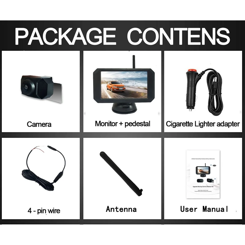 

5 Inch Car Wireless Monitor Display LCD Sn with Waterproof Night Vision Rearview Reverse Backup Camera WX5310D